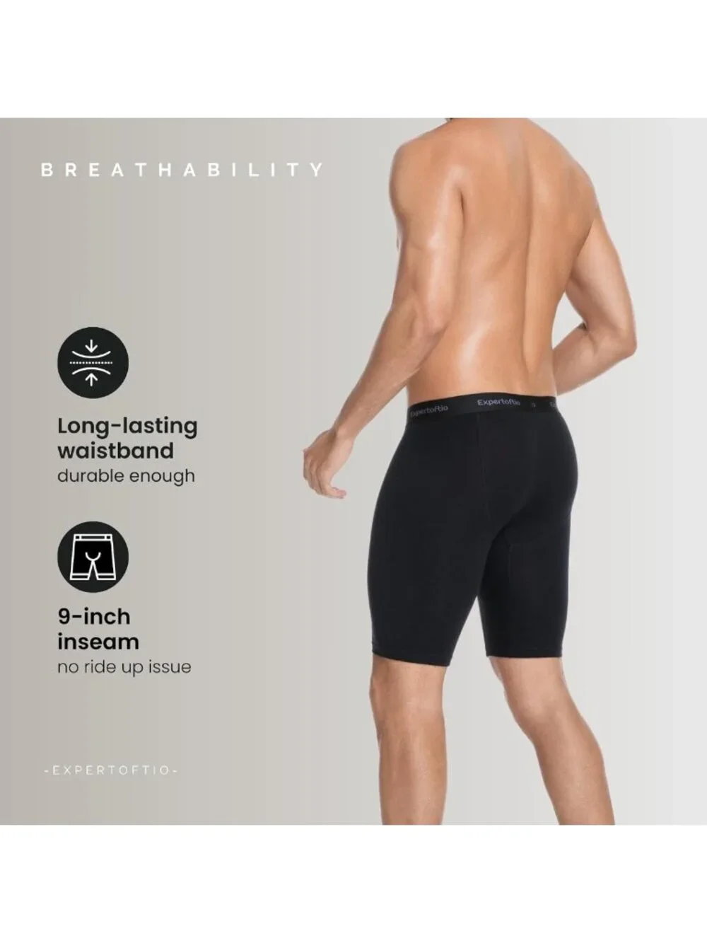 Men's Athletic Cotton Boxer Briefs Pack - Long Leg, Breathable